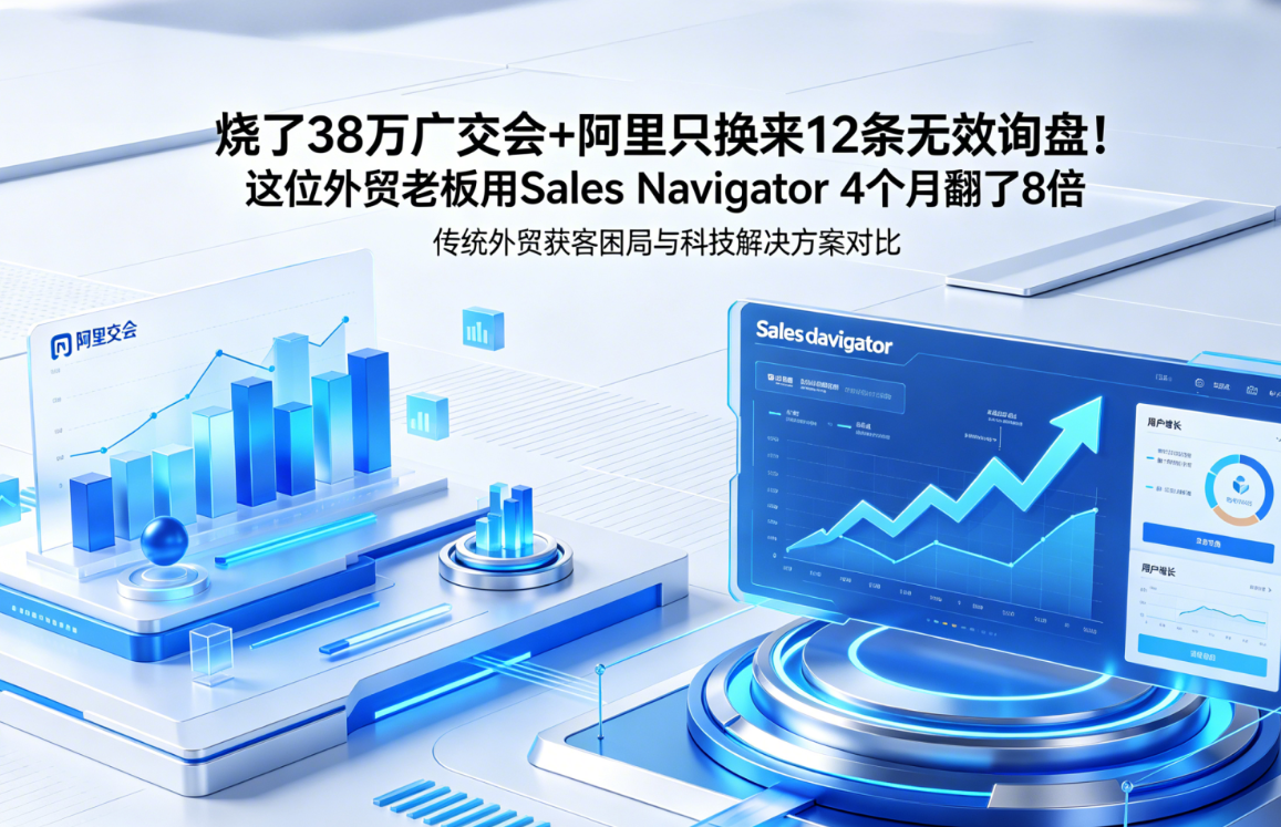 烧了38万广交会+阿里只换来12条无效询盘！这位外贸老板用Sales Navigator 4个月翻了8倍