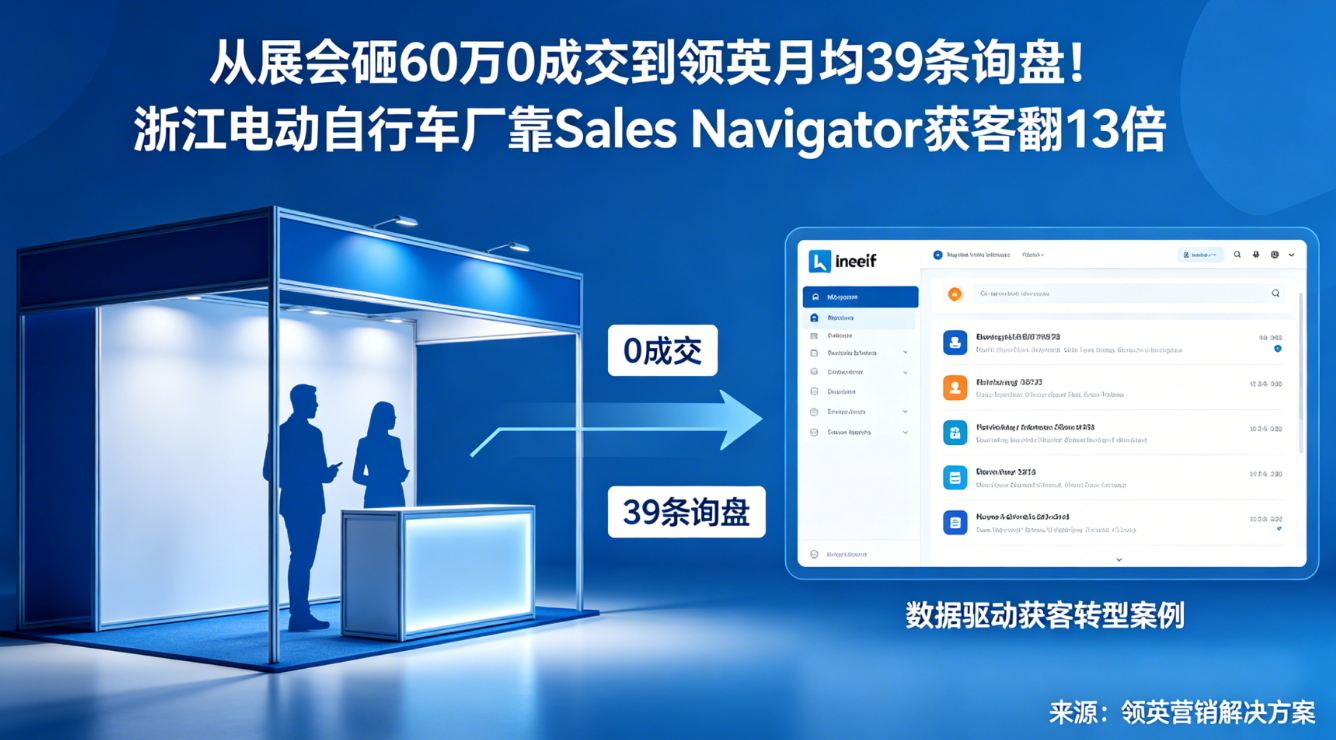 从展会砸60万0成交到领英月均39条询盘！浙江电动自行车厂靠Sales Navigator获客翻13倍 