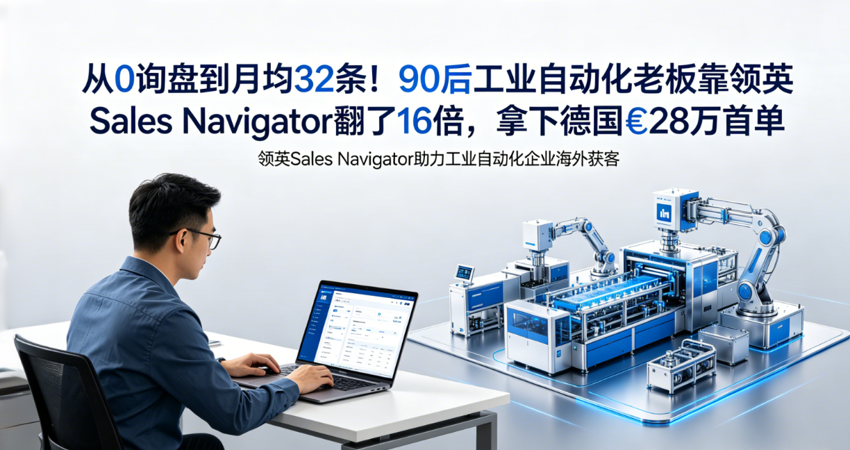 从0询盘到月均32条！90后工业自动化老板靠领英Sales Navigator翻了16倍，拿下德国€28万首单 