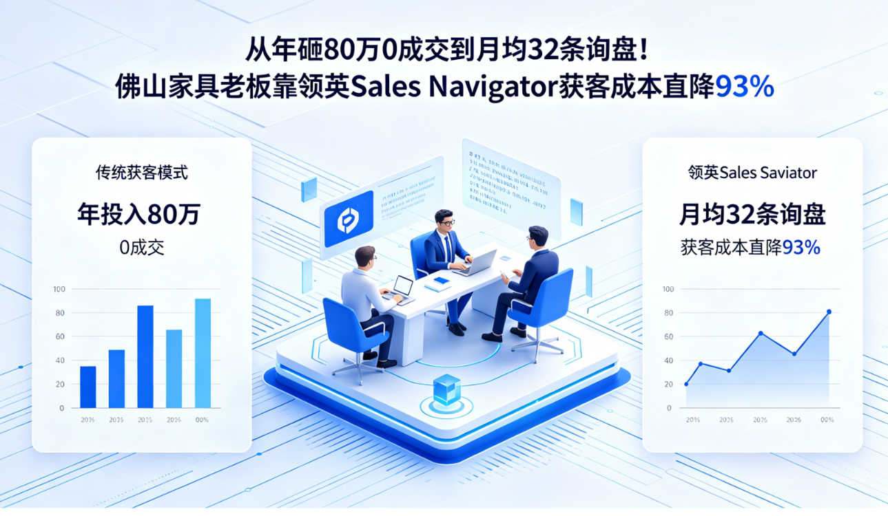从年砸80万0成交到月均32条询盘！佛山家具老板靠领英Sales Navigator获客成本直降93%