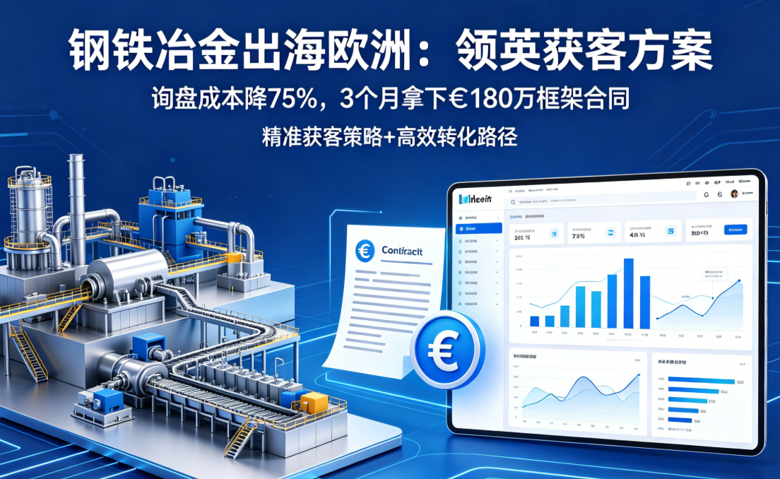 钢铁冶金出海欧洲｜这套领英获客方案让询盘成本降75%，3个月拿下€180万框架合同