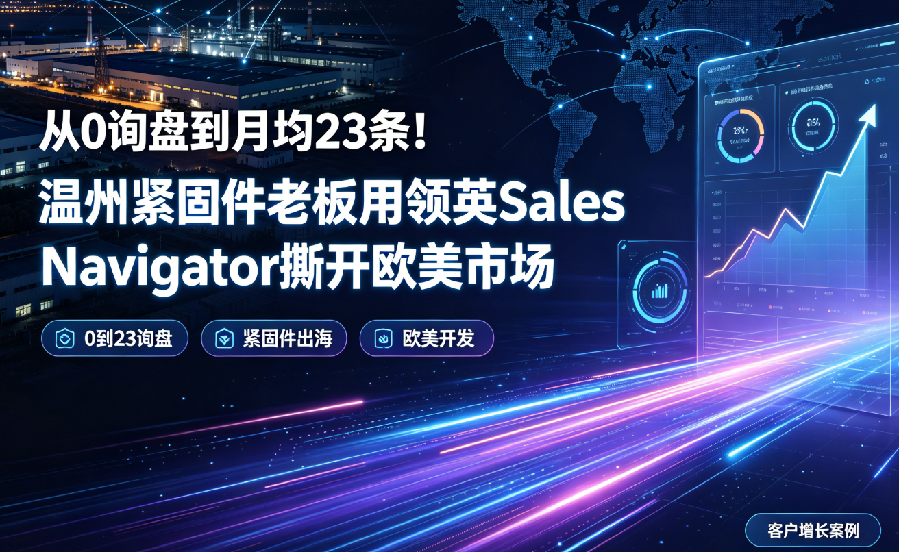 从0询盘到月均23条！温州紧固件老板用领英Sales Navigator撕开欧美市场