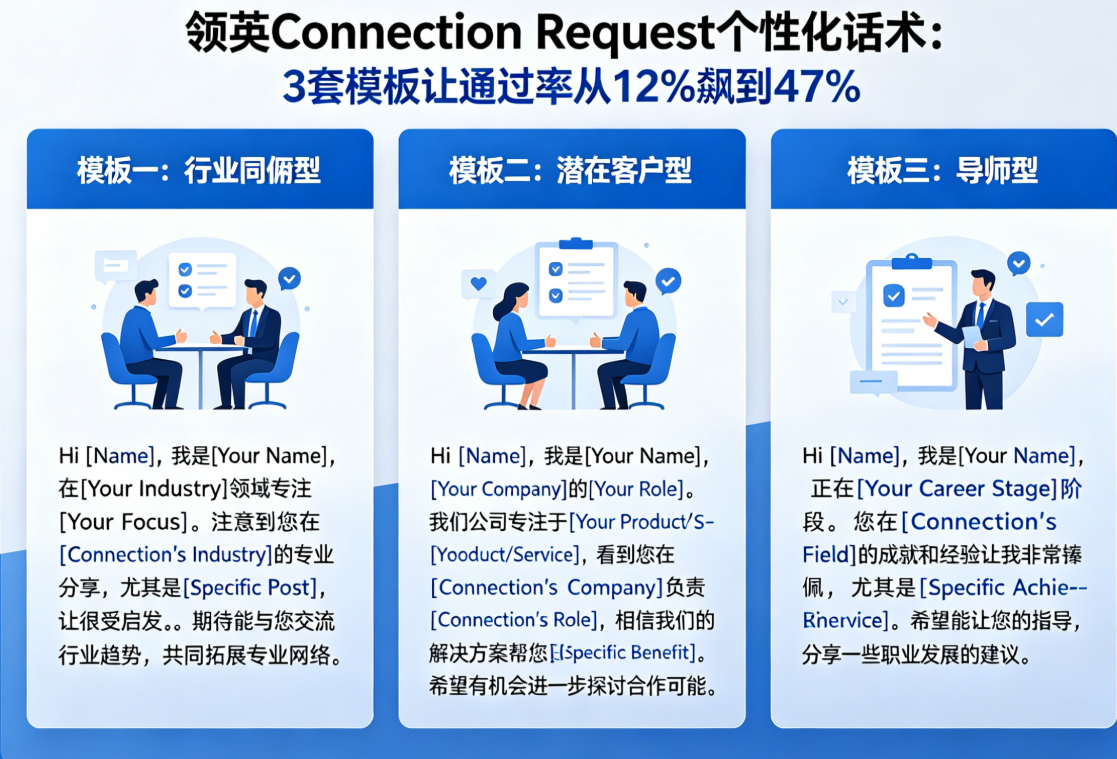 领英Connection Request个性化话术：3套模板让通过率从12%飙到47%
