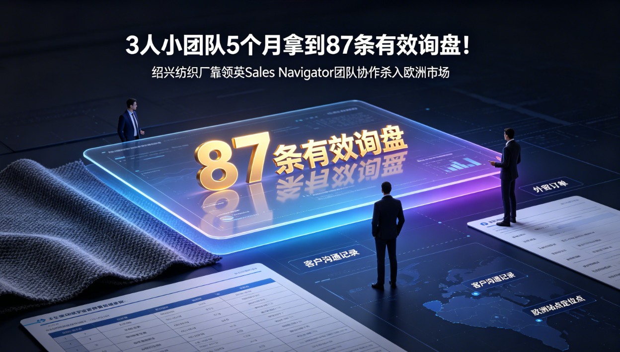 3人小团队5个月拿到87条有效询盘！绍兴纺织厂靠领英Sales Navigator团队协作杀入欧洲市场