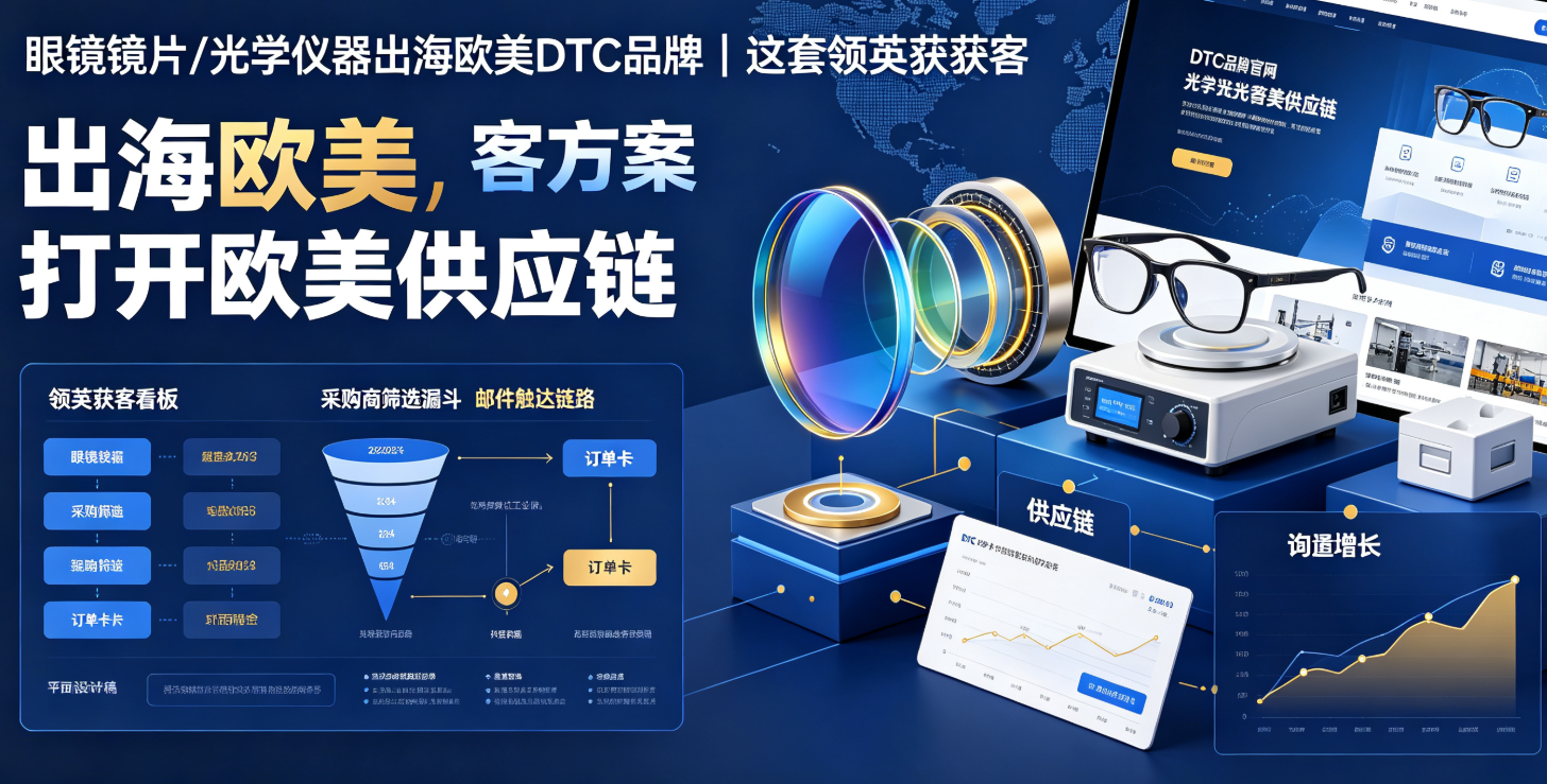 眼镜镜片/光学仪器出海欧美DTC品牌｜这套领英获客方案打开欧美供应链 