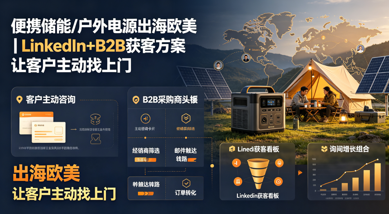 便携储能/户外电源出海欧美｜LinkedIn+B2B获客方案让客户主动找上门