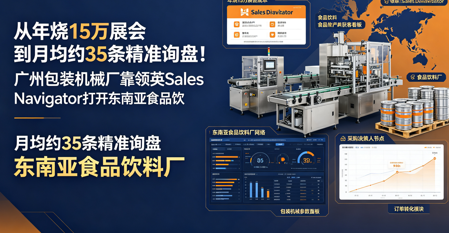 从年烧15万展会到月均约35条精准询盘！广州包装机械厂靠领英Sales Navigator打开东南亚食品饮料厂