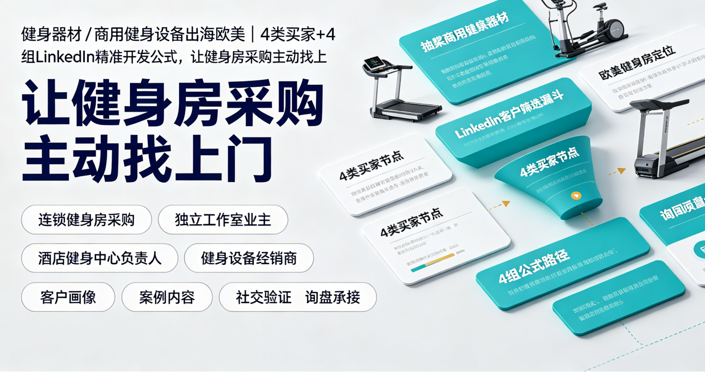 健身器材/商用健身设备出海欧美｜4类买家+4组LinkedIn精准开发公式，让健身房采购主动找上门