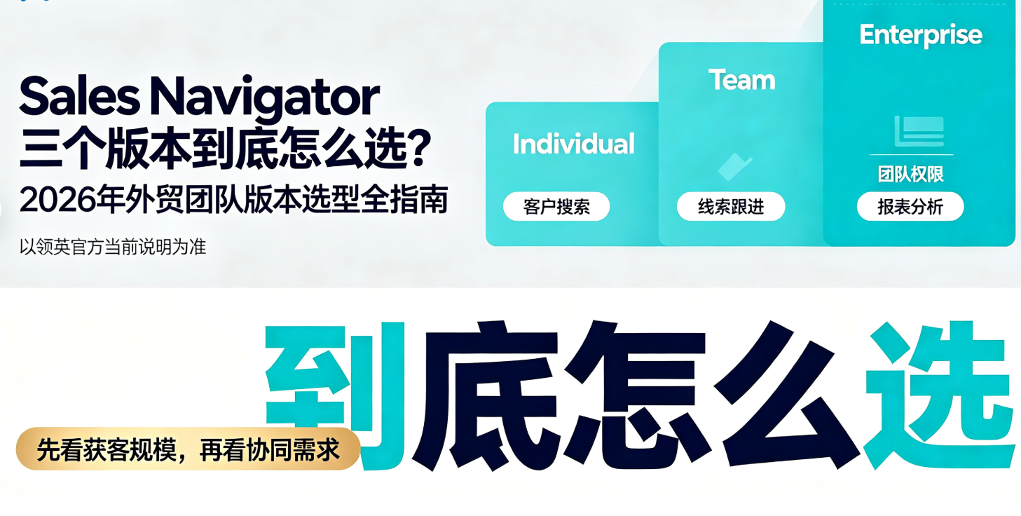 Sales Navigator三个版本到底怎么选？2026年外贸团队版本选型全指南（以领英官方当前说明为准）