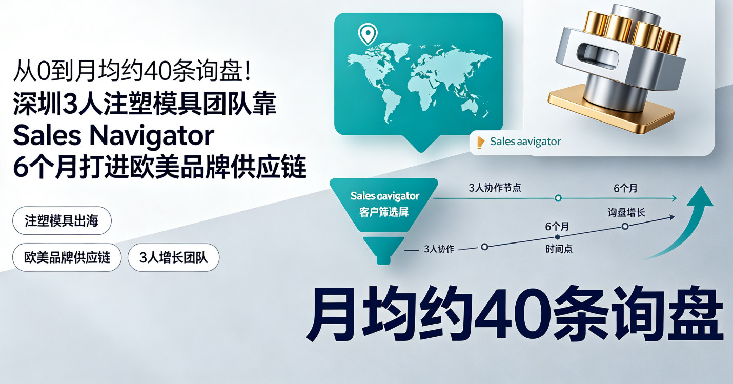 从0到月均约40条询盘！深圳3人注塑模具团队靠Sales Navigator 6个月打进欧美品牌供应链 