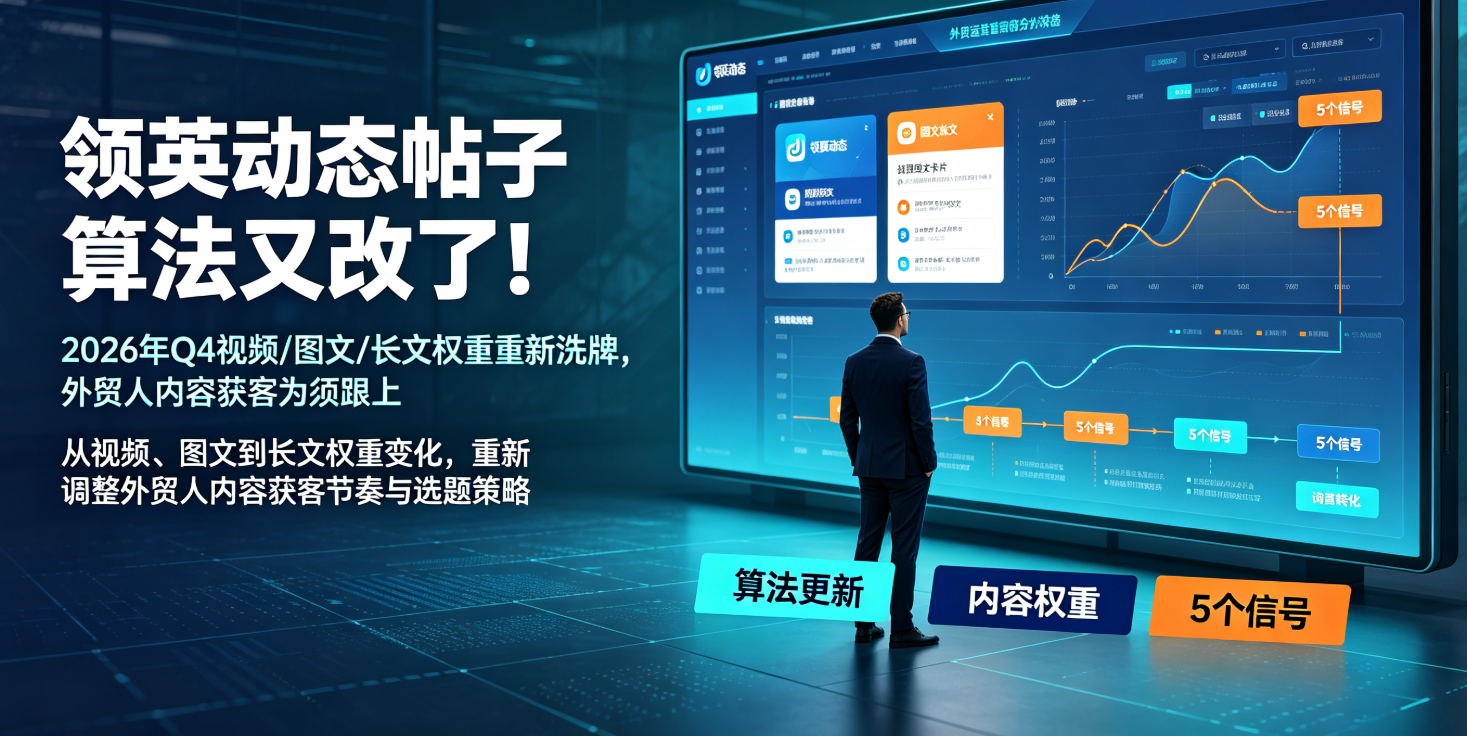 领英动态帖子算法又改了！2026年Q4视频/图文/长文权重重新洗牌，外贸人内容获客必须跟上的5个信号 